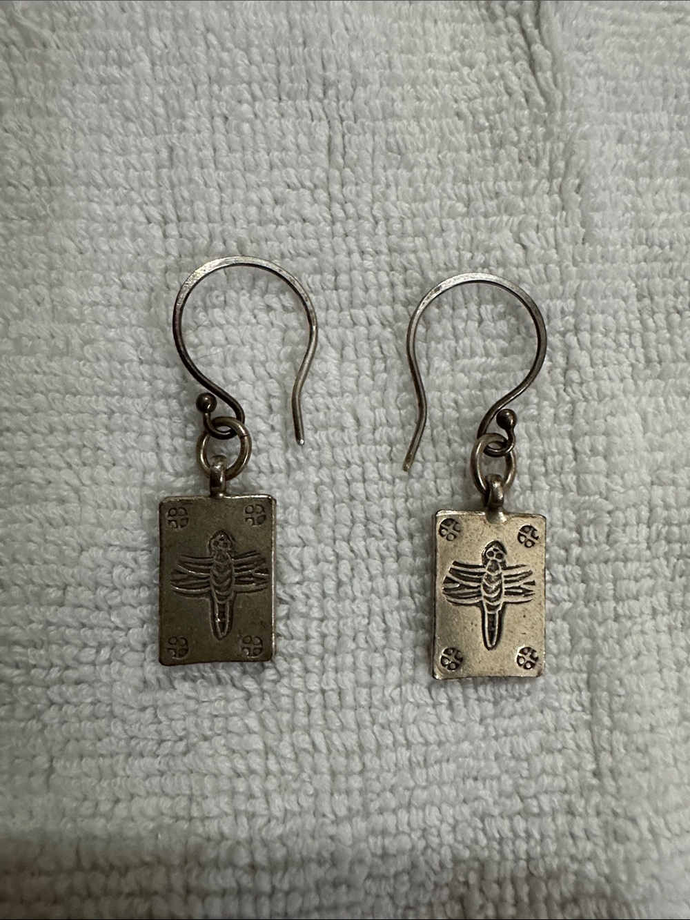 Silver-tone Dragonfly Pendant Dangle Earrings